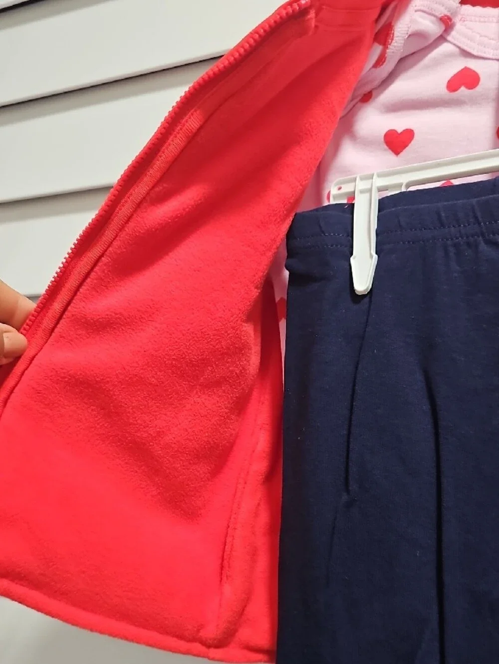 Carter's Red Puffer Vest with Pink Heart Tee and Navy Leggings
